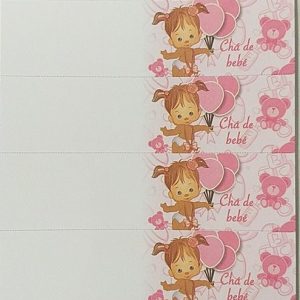 Etiquetas para Chá de Bebé menina, 60 peças