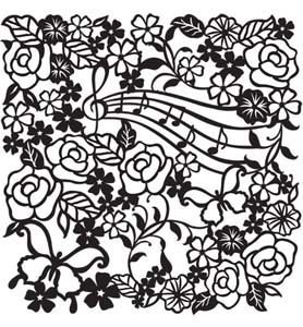 Stencil para Fundos, Flores Musicais.
