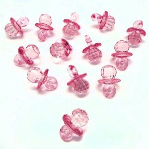Pack de 24 Miniaturas de Chupetas em Plástico, côr Rosa Bebé