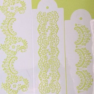 Stencil Renda em Barra, Kit 3 peças