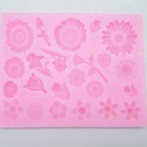 Molde de Silicone com 23 Flores Variadas