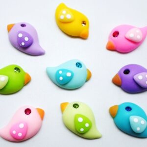 Passarinhos Sortidos em Biscuit  (Pack 5 peças)