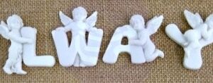 Palavra "Always" com Anjinhos, em Resina