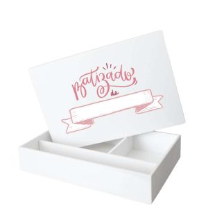 Caixa de Batismo Branca e Rosa